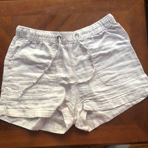 White linen shorts